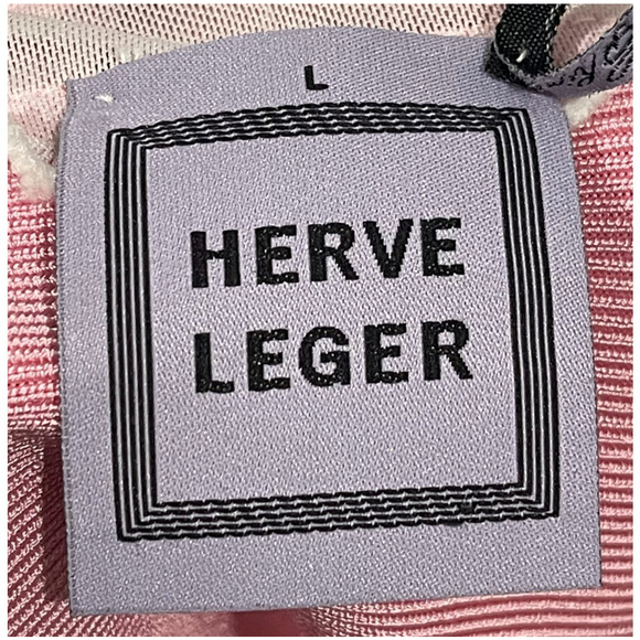 HERVE LEGER Sleeveless Mesh Pink Ruffle Bodycon Mini Dress - Picture 2 of 6